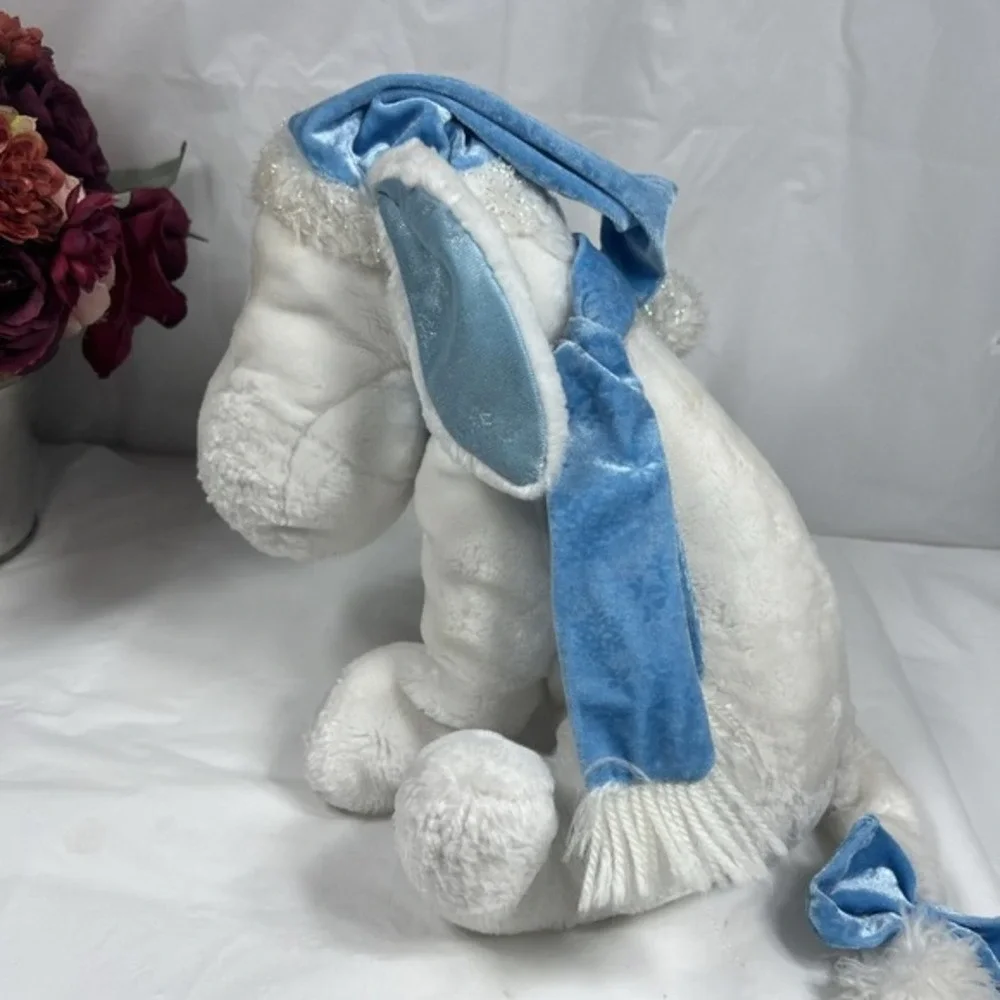 Disney Store Snowflake Pals Eeyore White Blue Scarf Hat 12